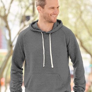 JERZEES – melierter Herren-Kapuzenpullover aus French Terry mit Raglanärmeln, 90M