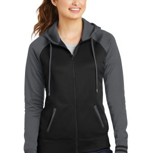 Sport-Tek „Sport-Wick Varsity“ – Damen-Fleecejacke mit Kapuze und durchgehendem Reißverschluss, LST236
