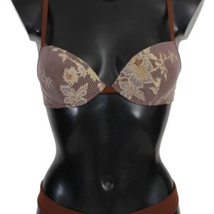 MEMORIES – rosafarbener zweiteiliger Bikini mit Spitze