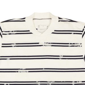 Sacai „Dixie Stripe“ – T-Shirt in Weiß und Marineblau