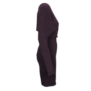 Bottega Veneta – kurzes violettes Rippstrickkleid „Sable“, neu mit Etikett