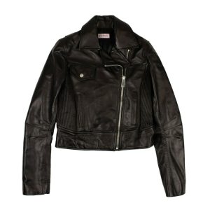 Bikerjacke aus schwarzem Leder