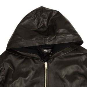 Kapuzenpullover aus schwarzem Leder