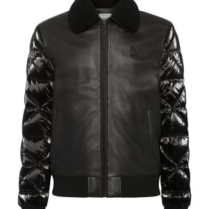 Leder und Nylonjacke 7676518367292