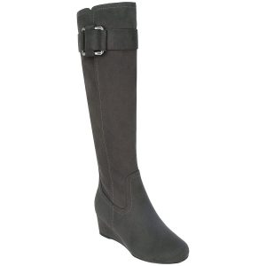 Genia: Kniehohe Stiefel aus Velourslederimitat
