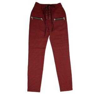 Unravel Project: Rote Hose mit Hahnentrittprint