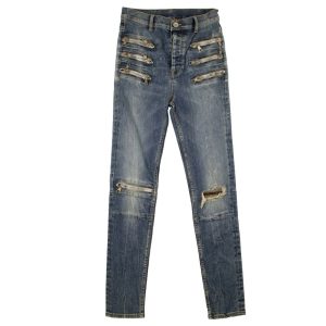 Unravel Project – Blaue Skinny-Jeans mit drei Reißverschlüssen