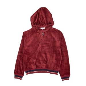 Bordeauxfarbene Trainingsjacke aus Velours in Wickeloptik