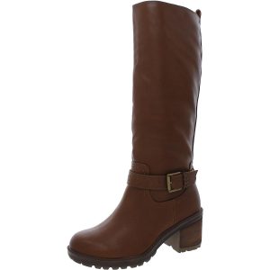 Kniehohe Stiefel aus Lederimitat mit Stickerei