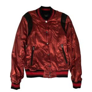 Rote Herren-Blousonjacke aus Seide mit Metallic-Optik