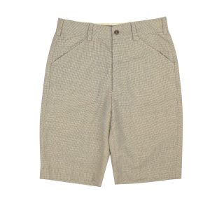 Wollshorts mit braun-beigem Hahnentrittmuster